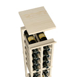 Square top shelf wood wine rack with two bottle rows, light natural finish.