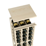 Light wood top shelf for a 3-column wine rack with slotted bottle holders