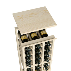 Light wood top shelf for a 3-column wine rack with slotted bottle holders