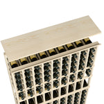 Solid wood top shelf for 9-column wine rack, natural light finish with bottle holder grid