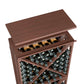 Espresso-brown wood wine bottle rack with top shelf and open crisscross bottle slots