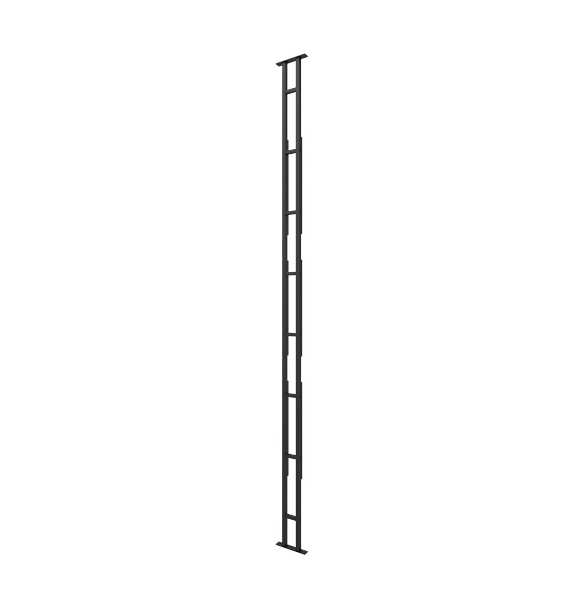 10 ft floor-to-ceiling floating frame stand, dark gray metal grid