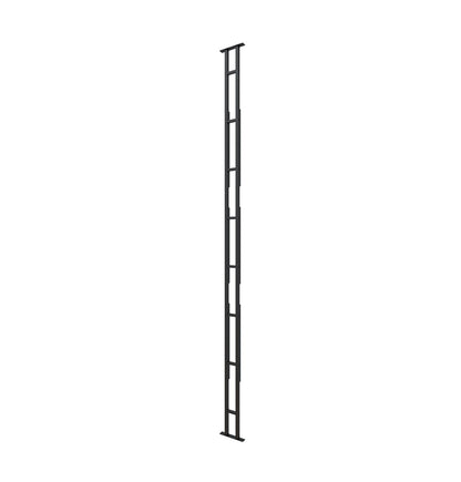 10 ft floor-to-ceiling floating frame stand, dark gray metal grid