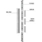 Metal wall mounting system diagram with vertical rails, backer channels, posts
