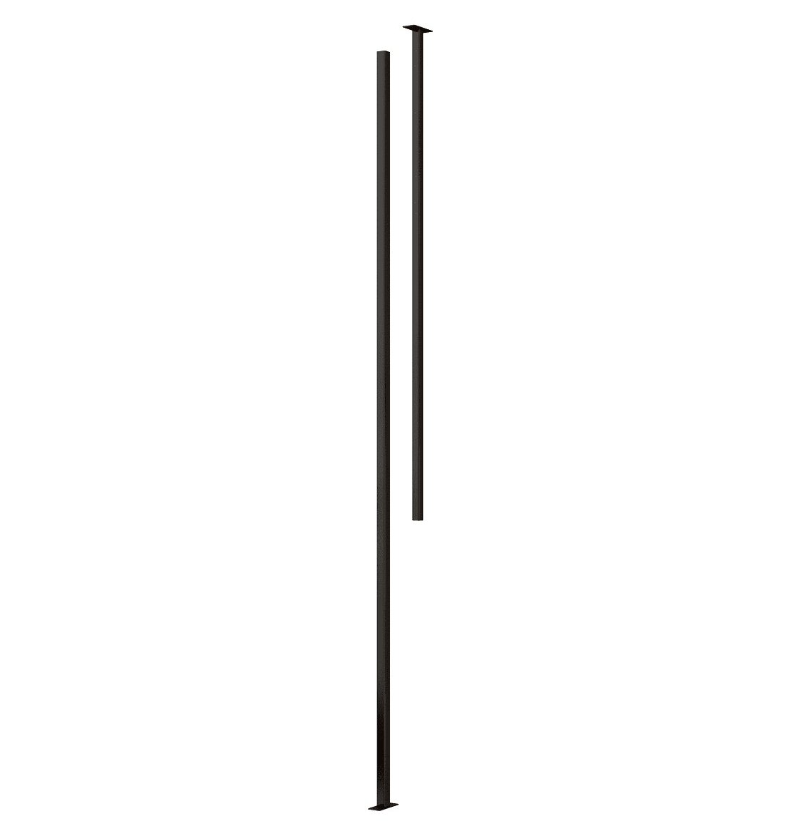 Tall black frame base post with pointed top and flat bottom