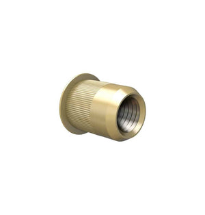 Brass wine rack insert cylinder with ridged grip and round bottle opening