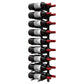 Wine peg wall rails with stacked black holders and red-capped pegs