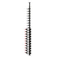 Black metal wine bottle rack with label-out bottles on many pegs along a vertical frame