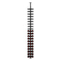 Wine bottle rack with black frame holding multiple bottles on cork pegs