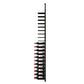Wine bottle rack side view with black frame and empty cork-out pegs