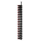 Wine bottle rack with black frame holding many bottles on cork pegs