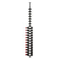 Wine bottle display rack with label-out bottles on black peg frame, side view