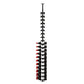 Wine bottle display rack with label-out bottles on black pegs, red-topped bottles