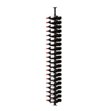 Double-sided wine peg rack with black holders, displaying wine bottles label-out