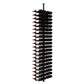 Double-sided wine peg rack with black pegs holding wine bottles, front view