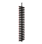 Double-sided wine bottle display rack with black pegs and red cork tips
