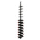 Vertical wine bottle rack with black pegs and red cork tips, side view