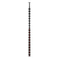 Tall wine bottle rack with black pegs holding bottles with red bottoms