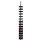 Wine bottle rack with rows of bottles showing red bottoms on black pegs