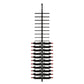 Double-sided wine bottle rack with black horizontal bars holding multiple bottles