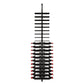 Wine bottle rack with two-sided rows of bottles in black pegs