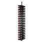 Wine bottle rack with black cork-style pegs holding red-labeled bottles