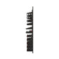 Wine bottle display kit with black side-mounted rails holding wine bottles in rows