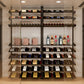 Wine tasting station kit with multi-tier wall shelves for bottles and glasses