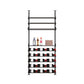 Wine bottle display rack with horizontal bottle cradles and side supports