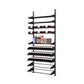 Black liquor shelf kit with wine bottle racks, spirit ledges, and bottom metal supports