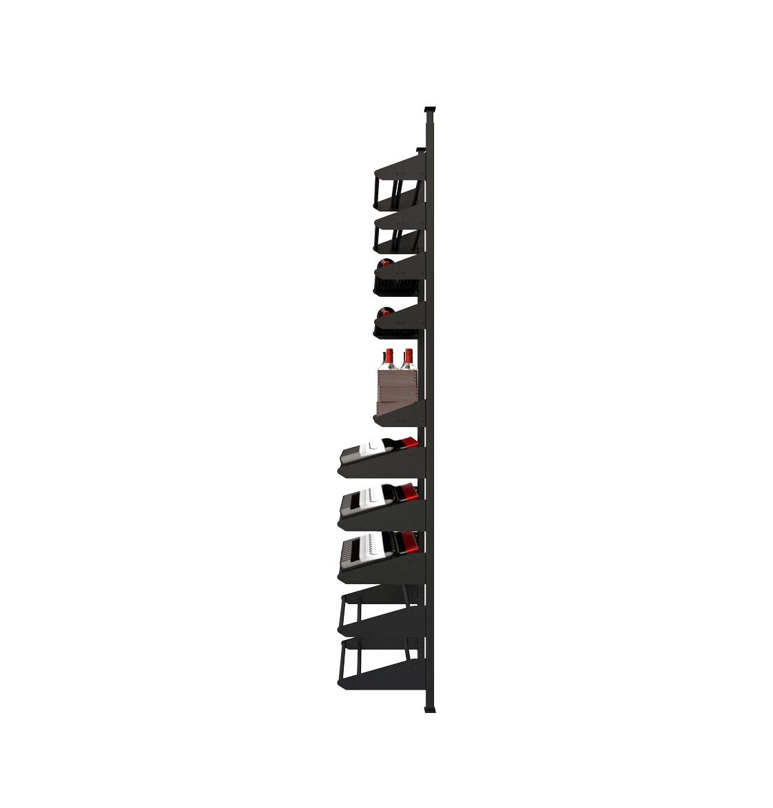 Black liquor shelf kit with tiered bottle racks and small back panel