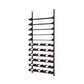 Black wine bottle rail kit with multiple horizontal bars and bottles