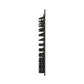 Black horizontal wine rail with bottle slots and stacked bottles