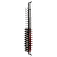 Black wine peg rack with multiple bottle slots and red ring accents along pegs