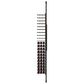 Black single-sided wine peg rail with red label rings across the bottle storage height