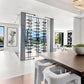 Wine bottle display unit with glass panels and label-out peg compartments
