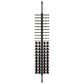 Wine peg display frame with black posts and red-capped bottle holders, front view