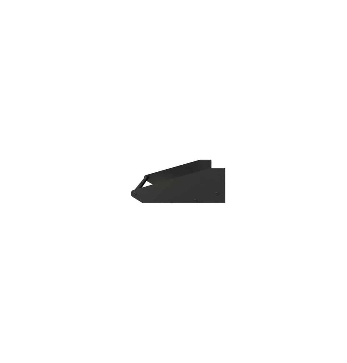 Black bottle display rack end piece with triangular cutouts