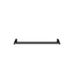 Black wall-mount liquor shelf with straight metal board and end mounting brackets