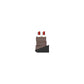 Black end section with bottles on a stacked wooden block divider