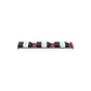 Wine bottle cascading rack with black base and stacked bottle positions, white label bands