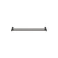 Wine bottle display rack with black frame, two end brackets, and a long metal bar