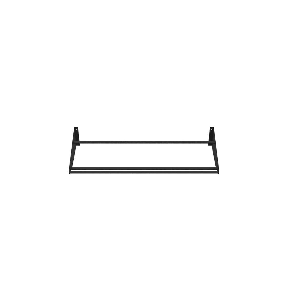 Black label-out bottle display row frame with two upright end supports