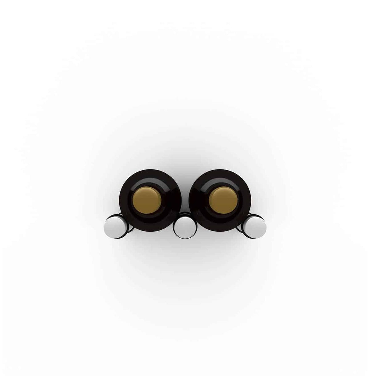 Wine peg set with two black circular bases and small silver side pegs