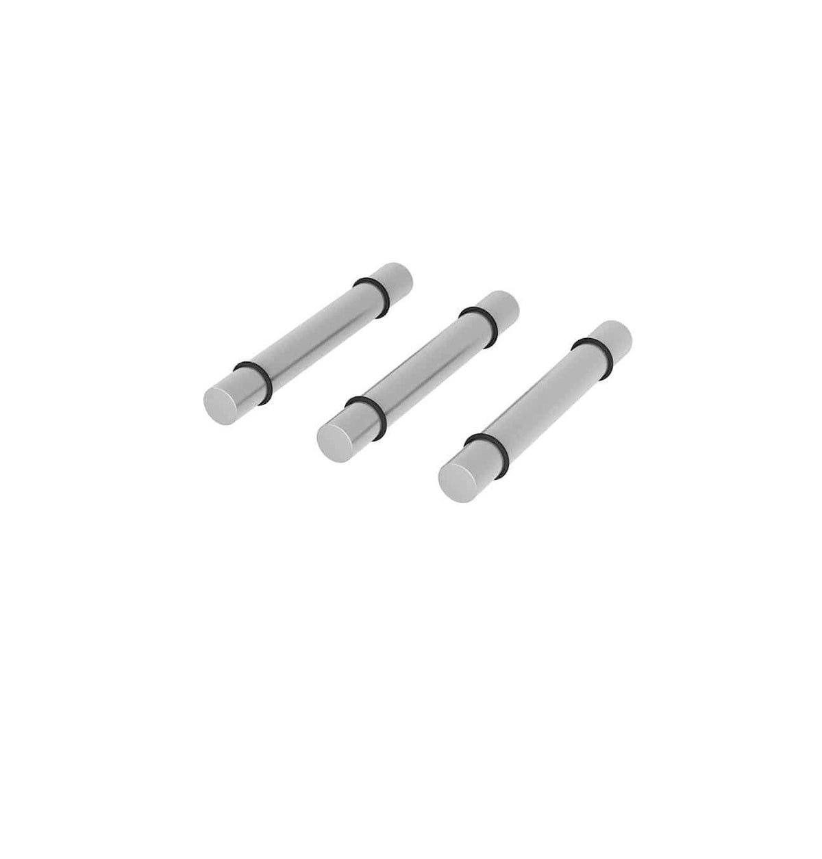 Wine peg rods with light gray cylinders and round white end caps, three pieces