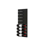 Black acrylic wine rack panel with horizontal pegs holding wine bottles