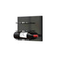Black acrylic wine wall rack with horizontal pegs and two wine bottles