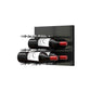 Black acrylic wine wall rack with horizontal pegs and two wine bottles