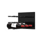 Black acrylic wine rack panel with two wine bottles and two rows of pegs