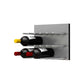 Alumasteel wine bottle wall rack with brushed aluminum finish and cork-out bottles